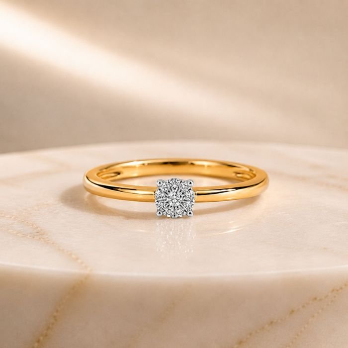 Solitaire Lab Diamond Ring in Yellow Gold Solitaire lab diamond ring in yellow gold featuring a sparkling round diamond centerpiece