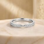 Infinity twist lab diamond wedding band in white gold with pavé-set round diamonds