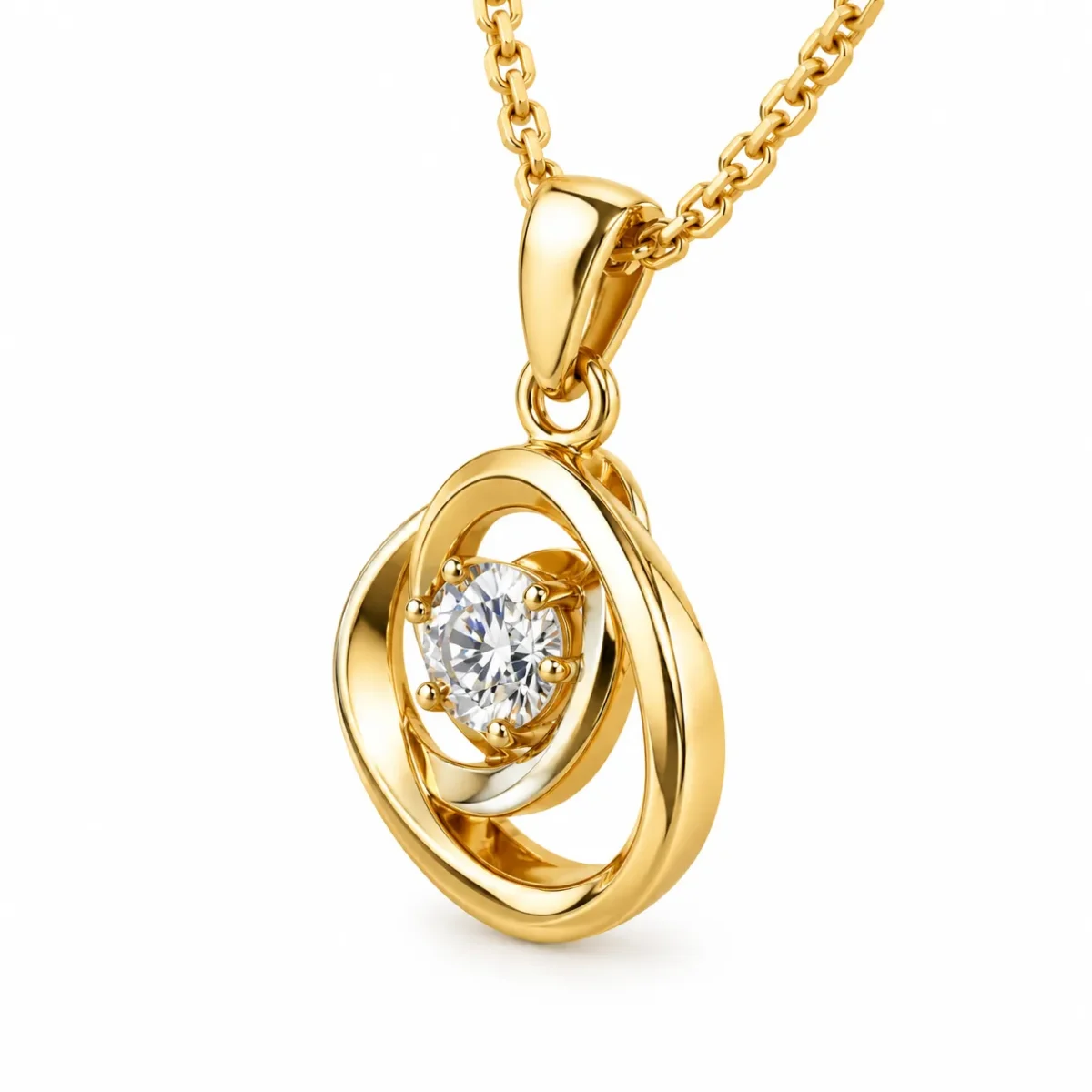 Stunning Swirl Solitaire Lab Grown Diamond Pendant in 18KGold – Contemporary Luxury Jewellery for Women - Image 4