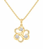 Triple Diamond Floral Swirl Lab Grown Diamond Pendant in Gold for Women