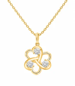 Triple Diamond Floral Swirl Lab Grown Diamond Pendant in Gold for Women