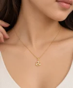 Elegant Triple Diamond Floral Swirl Lab Grown Diamond Pendant in 18K Gold for Women - Image 2