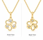 Elegant Triple Diamond Floral Swirl Lab Grown Diamond Pendant in 18K Gold for Women - Image 3
