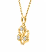 Elegant Triple Diamond Floral Swirl Lab Grown Diamond Pendant in 18K Gold for Women - Image 4