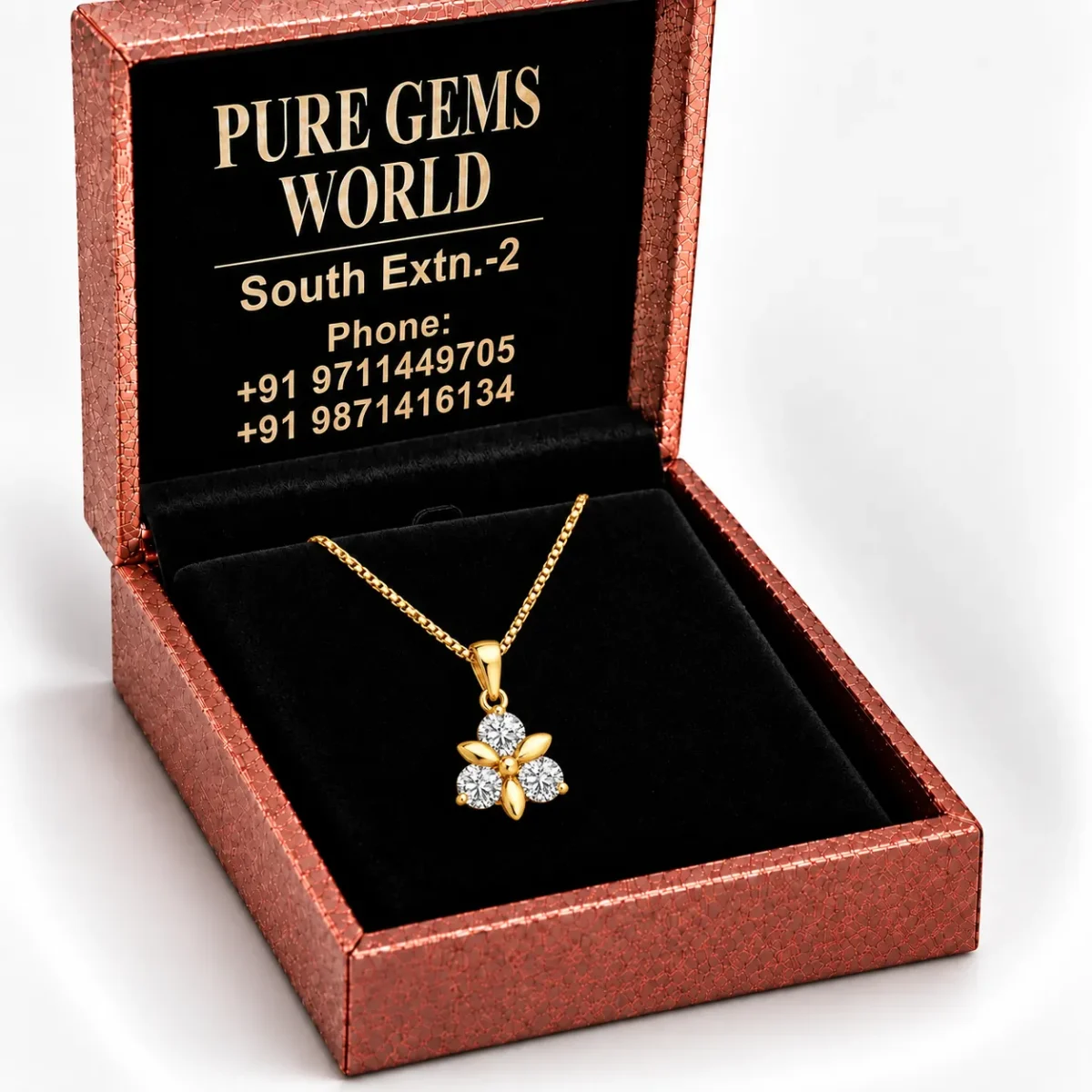 Stunning Three-Stone Floral Diamond Pendant in 18kGold for Women – Brilliant Sparkle & Timeless Style - Image 5