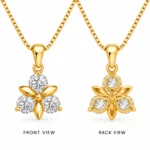 Stunning Three-Stone Floral Diamond Pendant in 18kGold for Women – Brilliant Sparkle & Timeless Style - Image 3