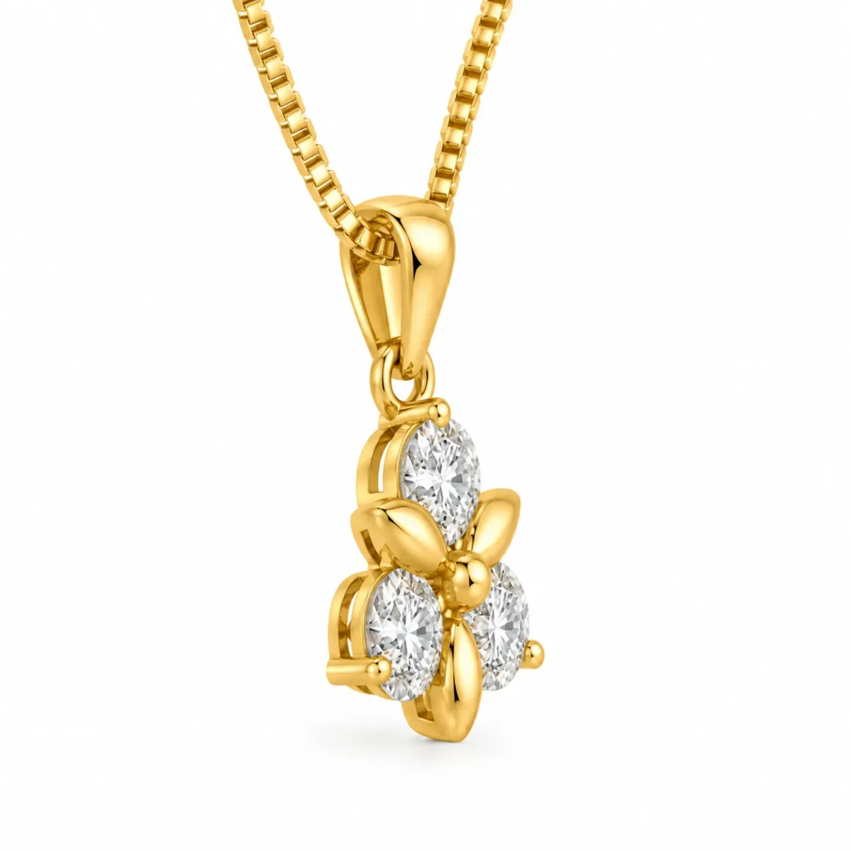Stunning Three-Stone Floral Diamond Pendant in 18kGold for Women – Brilliant Sparkle & Timeless Style - Image 4