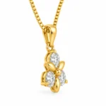 Stunning Three-Stone Floral Diamond Pendant in 18kGold for Women – Brilliant Sparkle & Timeless Style - Image 4