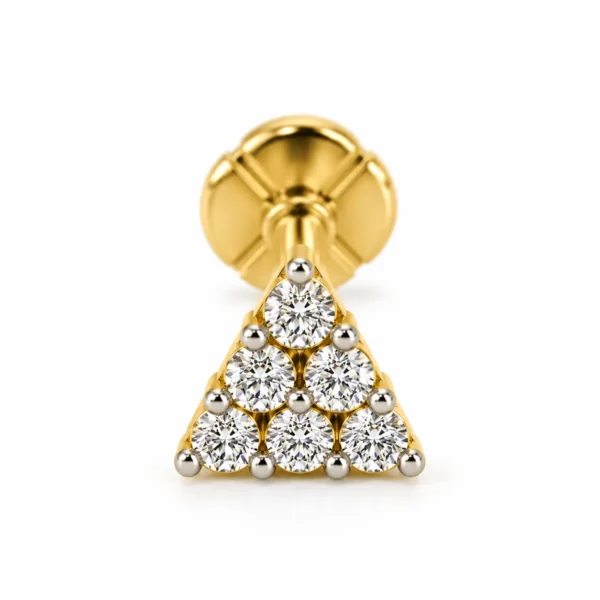 Pyramid Cluster Lab Grown Diamond Nose Pin for Women Front View