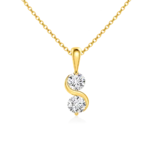 Two-Stone Swirl Lab Grown Diamond Pendant in Gold for Women
