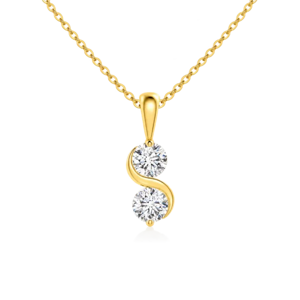Two-Stone Swirl Lab Grown Diamond Pendant in Gold for Women