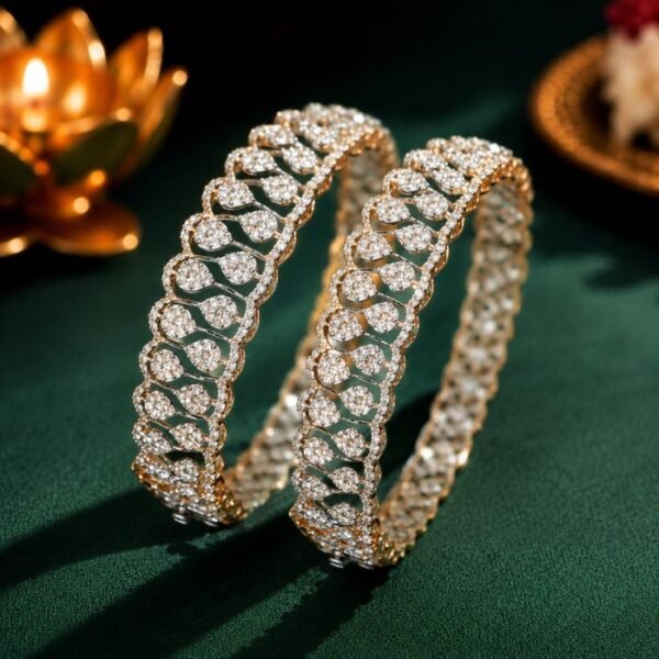Teardrop Serenade Lab Grown Diamond Bangle featuring certified sparkling lab grown diamonds in an elegant teardrop-inspired design.