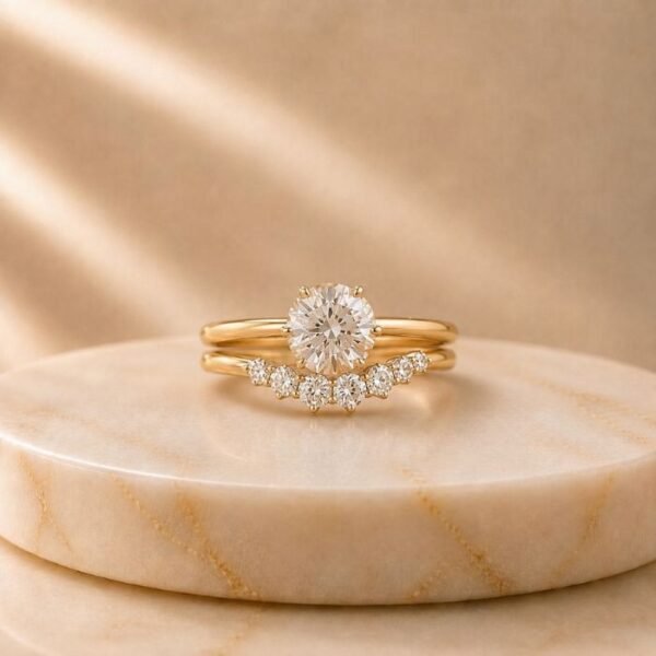 Round Cut Lab Grown Diamond Ring Stack with brilliant round-cut lab grown diamonds in elegant stackable bands for women