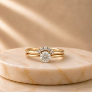 Evermore Crown Lab Grown Diamond Ring Stack with sparkling lab grown diamonds in elegant crown-inspired stackable bands for women