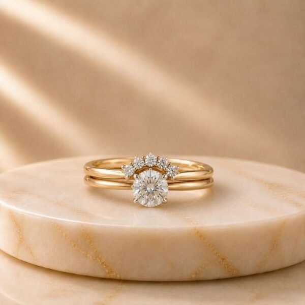 Evermore Crown Lab Grown Diamond Ring Stack with sparkling lab grown diamonds in elegant crown-inspired stackable bands for women