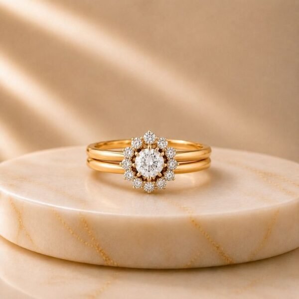 Sunlit Promise Lab Grown Diamond Ring Stack with sparkling lab grown diamonds in elegant stackable bands for women