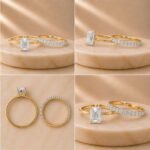 Emerald Cut Lab Grown Diamond Ring Stack with sparkling lab grown diamonds in elegant stackable band design for women