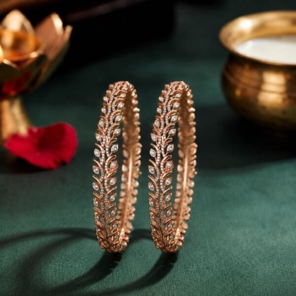 Floral Motif Lab Grown Diamond Bangle with brilliant CVD diamonds for women