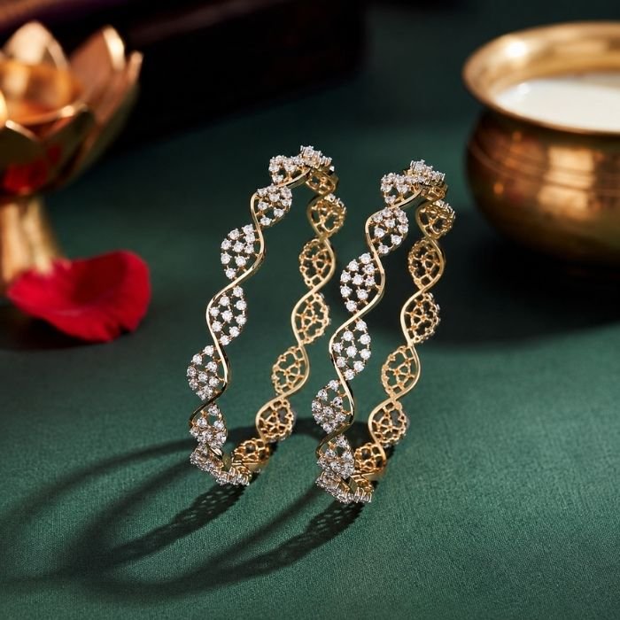 Infinity Grace Lab Grown Diamond Bangle Infinity Grace Lab Grown Diamond Bangle front side top angled view for women