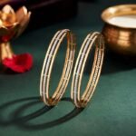 Moon Beam Lab Grown Diamond Bangle displayed from front view, side view, top view, and angled perspective showcasing its elegant moon-inspired design and sparkling lab grown diamonds