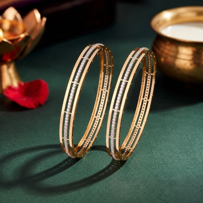 Moon Beam Lab Grown Diamond Bangle Moon Beam Lab Grown Diamond Bangle displayed from front view, side view, top view, and angled perspective showcasing its elegant moon-inspired design and sparkling lab grown diamonds