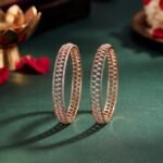 Marquise Leaf Pattern Lab Grown Diamond Bangle displayed from front view, side view, top view, and angled perspective highlighting the elegant leaf-inspired marquise design and sparkling lab grown diamonds