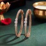 Triple Floral Cluster Lab Grown Diamond Bangle displayed from front view, side view, top view, and angled perspective showcasing its elegant floral cluster design and brilliant lab grown diamonds