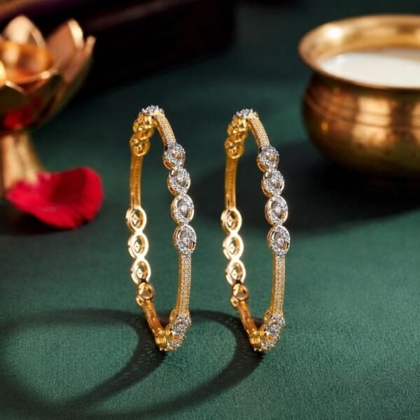 Oval Cluster Lab Grown Diamond Bangle displayed from front view, side view, top view, and angled perspective with brilliant lab grown diamonds.