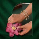 Four Petal Flower Lab Grown Diamond Bangle displayed from front view, side view, top view, and angled perspective with sparkling lab grown diamonds.