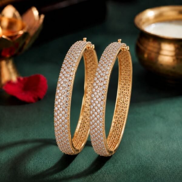 Shimmering Mesh Lab Grown Diamond Bangle featuring premium CVD diamonds displayed from front view, side view, top view, and angled perspective.