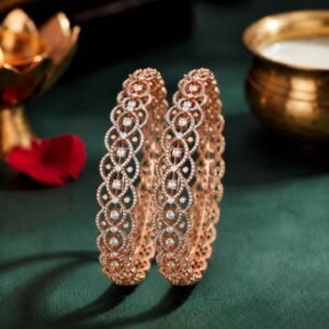 Arabesque Infinite Lab Grown Diamond Bangle featuring premium CVD diamonds displayed from front view, side view, top view, and angled perspective.