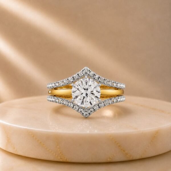 Crown Brilliance Lab Grown Diamond Ring Stack with sparkling lab grown diamonds in elegant crown-inspired stackable bands for women