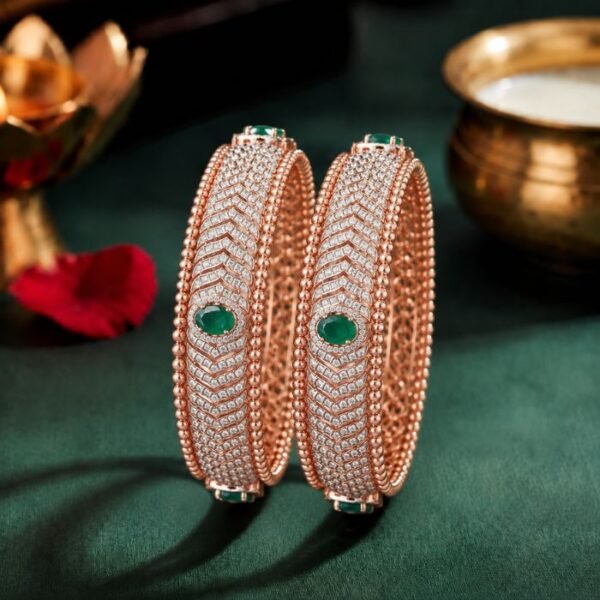 Reyna Ornate Lab Grown Diamond Bangle featuring premium CVD diamonds displayed from front view, side view, top view, and angled perspective.