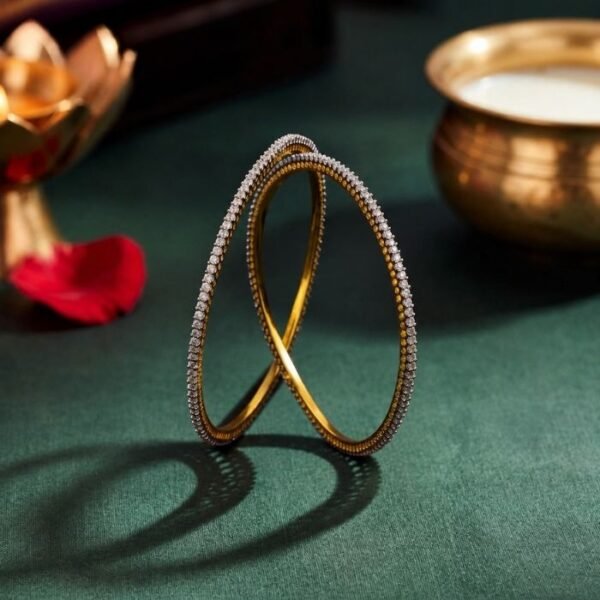 Slim Diamond Lab Grown Diamond Bangle displayed from front view, side view, top view, and angled perspective with sparkling lab grown diamonds.