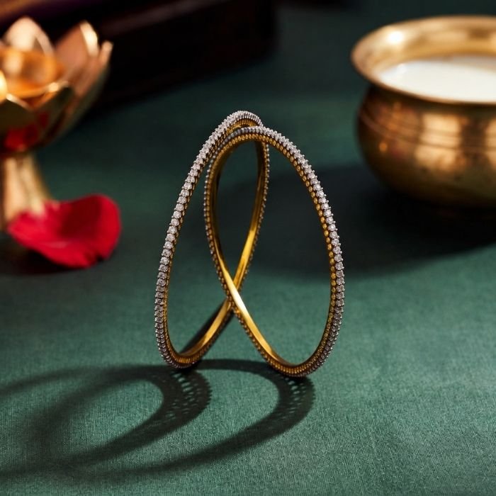 Slim Diamond Lab Grown Diamond Bangle – Premium Diamond Jewellery Slim Diamond Lab Grown Diamond Bangle displayed from front view, side view, top view, and angled perspective with sparkling lab grown diamonds.