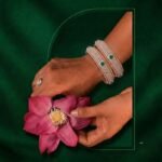Reyna Ornate Lab Grown Diamond Bangle featuring premium CVD diamonds displayed from front view, side view, top view, and angled perspective.