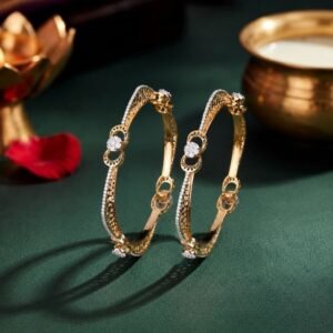 Filigree Floral Lab Grown Diamond Bangle displayed from front view, side view, top view, and angled perspective featuring intricate floral craftsmanship and sparkling lab grown diamonds.