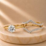 Crown Brilliance Lab Grown Diamond Ring Stack with sparkling lab grown diamonds in elegant crown-inspired stackable bands for women