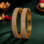 Dual Channel Lab Grown Diamond Bangle featuring certified sparkling lab grown diamonds in an elegant dual-row designer setting.