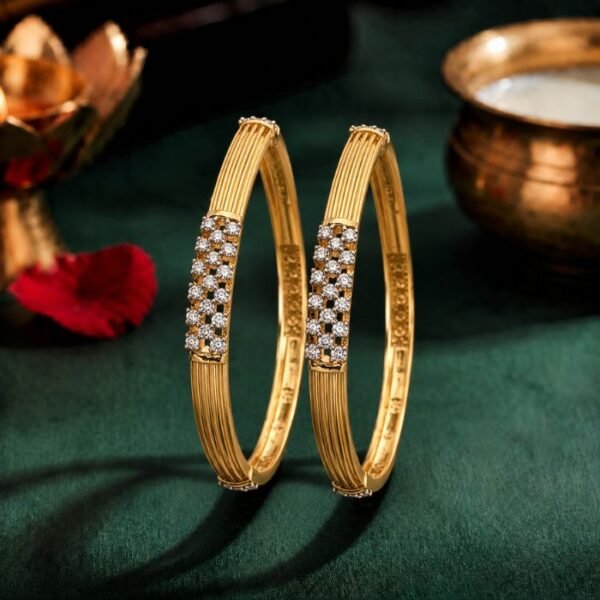 Horizon Block Lab Grown Diamond Bangle featuring premium CVD diamonds displayed from front view, side view, top view, and angled perspective