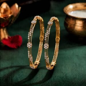 Blossom Vine Lab Grown Diamond Bangle featuring premium CVD diamonds displayed from front view, side view, top view, and angled perspective.