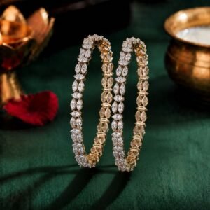 Marquise Ivy Lab Grown Diamond Bangle featuring premium CVD diamonds displayed from front view, side view, top view, and angled perspective.