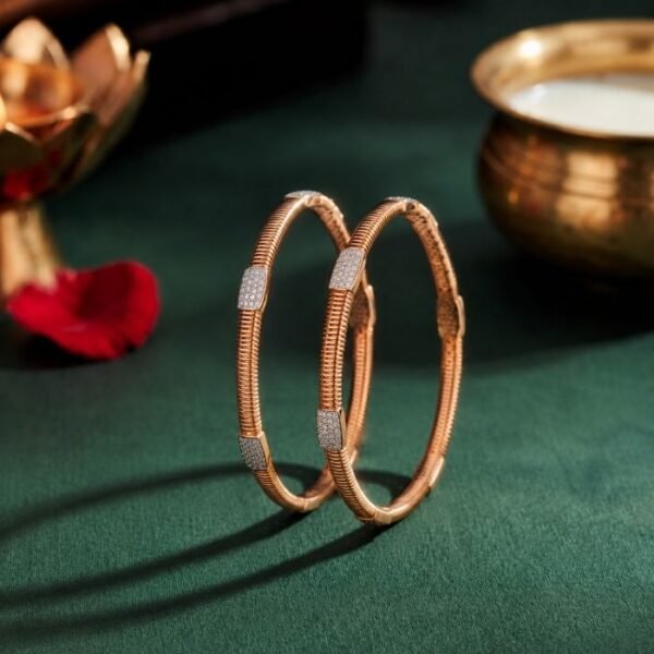 Tactile Luxe Lab Grown Diamond Bangle featuring premium CVD diamonds displayed from front view, side view, top view, and angled perspective.