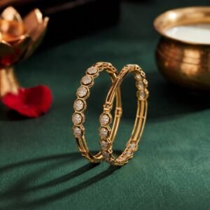Hexa Glitz Lab Grown Diamond Bangle featuring premium CVD diamonds displayed from front view, side view, top view, and angled perspective.