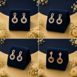 Halo Circle Lab-Grown Diamond Drop Earrings in Rose Gold - Image 2