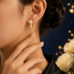 Floral Spark Lab-Grown Diamond Hoop Earrings in Gold - Image 3