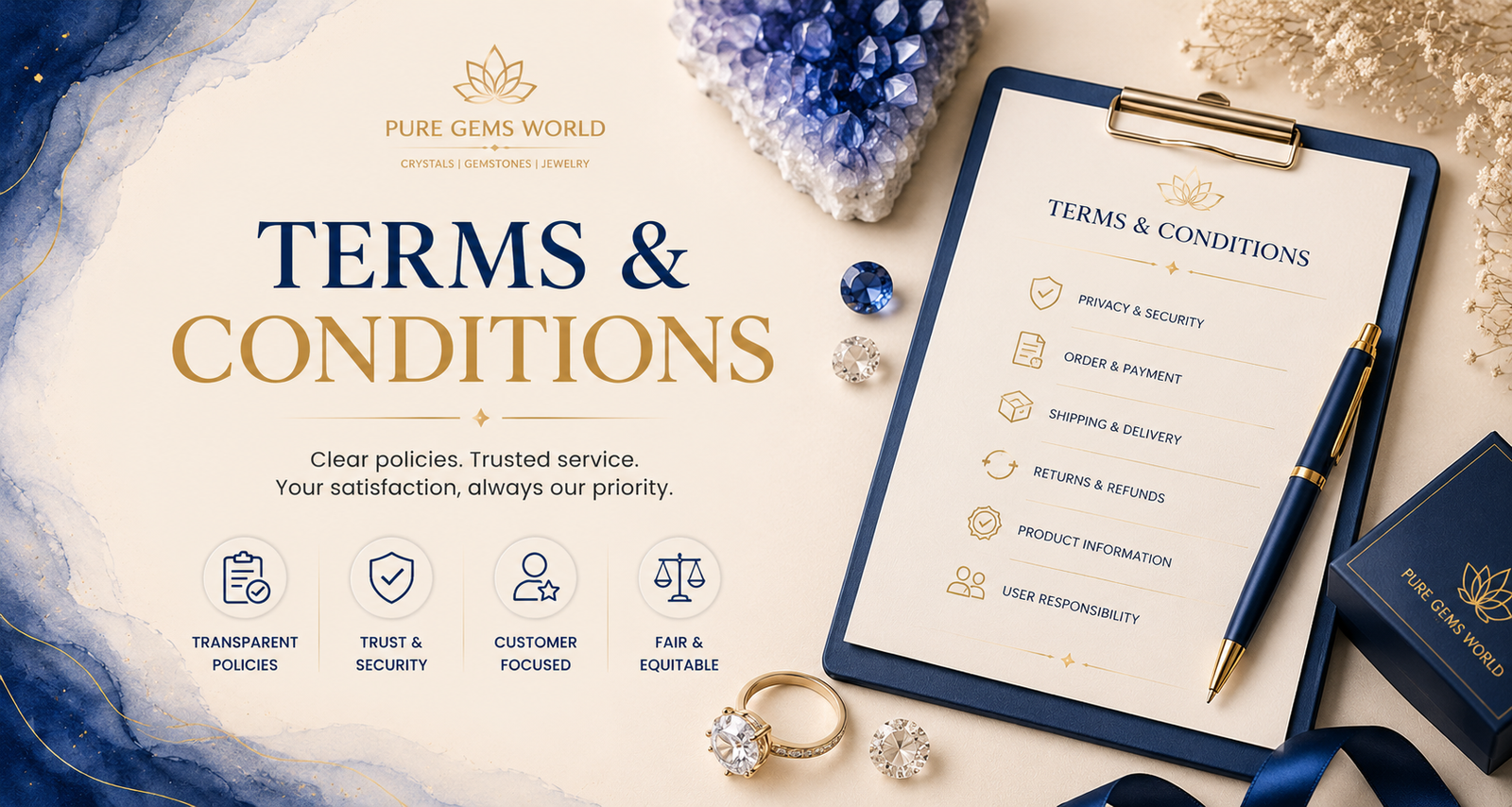 Track Your Order banner showing jewelry and gemstone shipment tracking from order placed and dispatched to delivery with luxury packaging