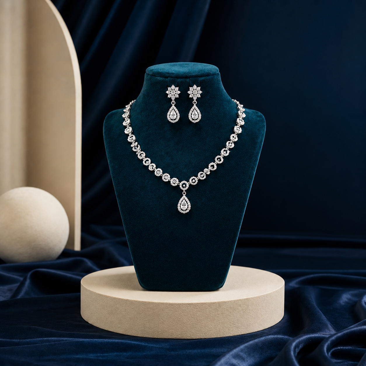 Lab grown diamond necklace set for women with elegant sparkling design