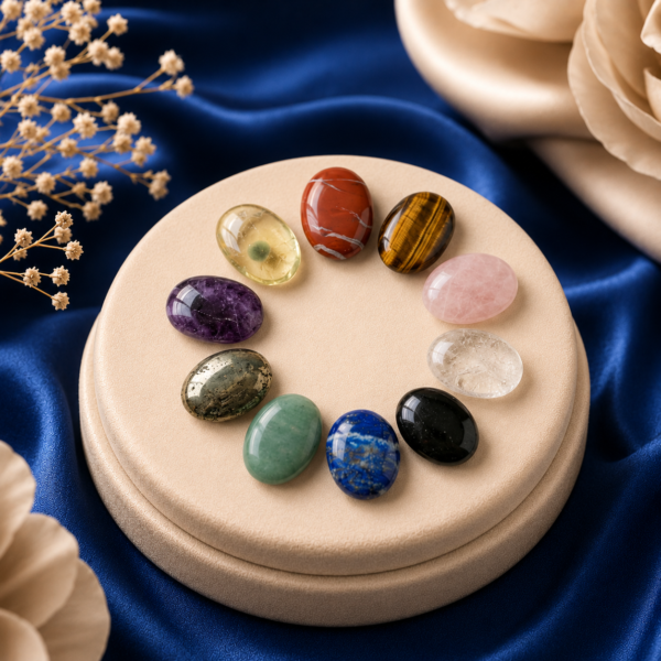 Natural healing crystal palm stones for meditation and energy healing