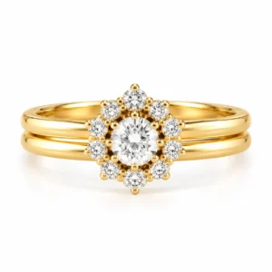 Flower Halo Lab Grown Diamond Ring featuring a floral-inspired halo design with sparkling lab grown diamonds.